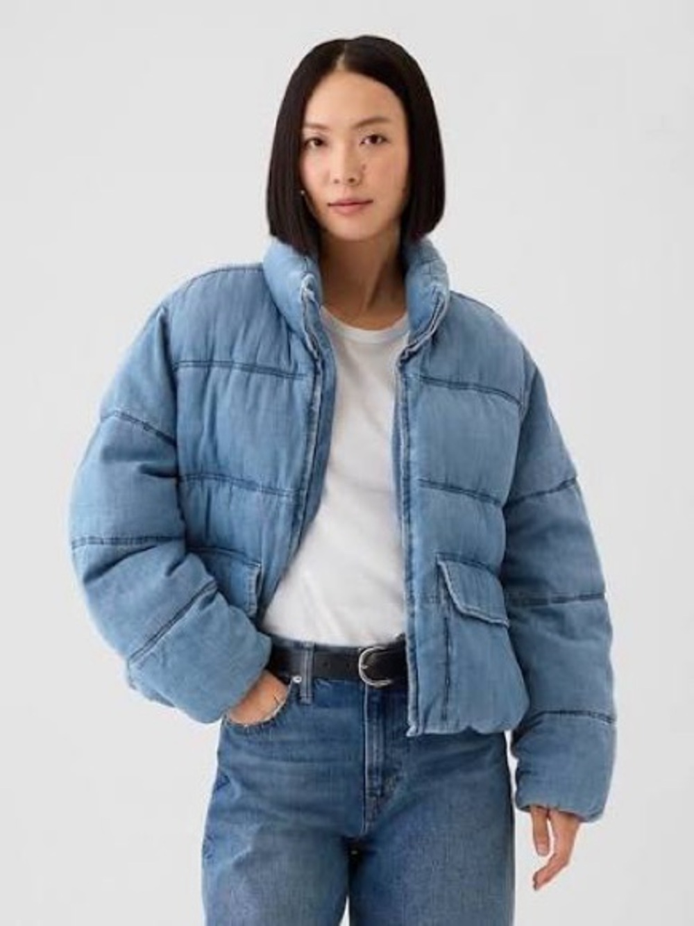 Gap Oversized denim puffer- light indigo